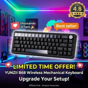 YUNZII B68 Wireless Mechanical Keyboard – Hot-Swap 65%