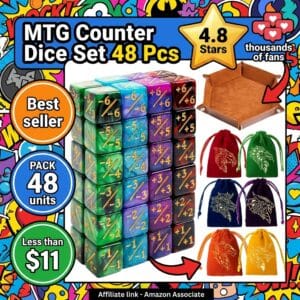 MTG Counter Dice Set 48 Pcs D6 with Dice Tray and 6 Storage Bags