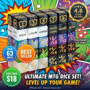 MTG 63-Piece Abilities Keyword Counter Dice Set with Velvet Pouch