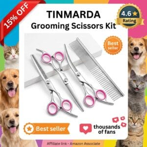 TINMARDA 5-in-1 Dog Grooming Scissors Kit with Round Tips