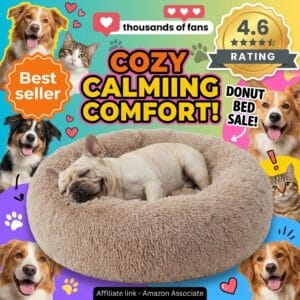 Bedsure Calming Dog Bed – 30-Inch Donut Washable Pet Bed