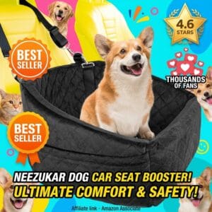 NEEZUKAR Dog Car Seat Booster – Washable, Safety Belt Included