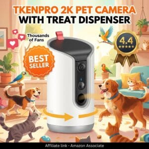 TKENPRO Pet Camera with Treat Dispenser – 2K, 360-Degree View
