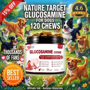 NATURE TARGET Glucosamine for Dogs with Hemp and MSM – 120 Chews