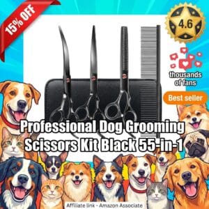 Professional Dog Grooming Scissors 5-in-1 Kit with 6CR Steel