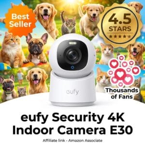 eufy 4K Indoor Pet Camera E30 – AI Tracking, No Subscription