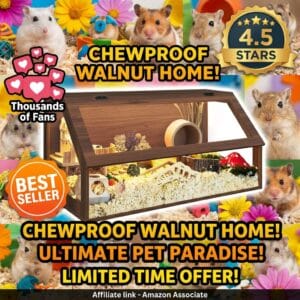 PROLEE Hamster Cage Chewproof – Wood and Acrylic Sloped Roof