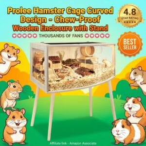 Prolee Wooden Hamster Cage – Curved Chew-Proof with Stand