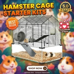 Hamster Cage Starter Kit with Platform, Wheel and Bowl