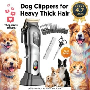 Dog Clippers for Heavy Thick Hair – Cordless Low Noise Pro Kit