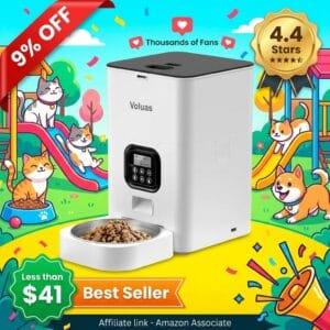 VOLUAS Automatic Cat Feeder – 4 Daily Meals, Voice Recorder