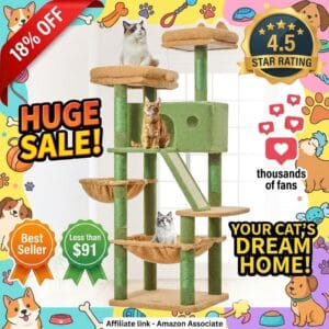 Taoqimiao 57-Inch Cactus Cat Tree – Sisal Posts and Hammock