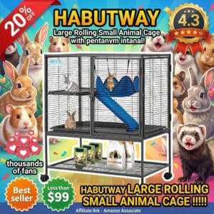 HABUTWAY Rolling Metal Cage for Ferrets and Small Animals