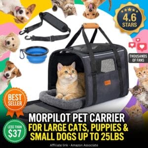 Morpilot Large Cat and Dog Carrier with Foldable Bowl